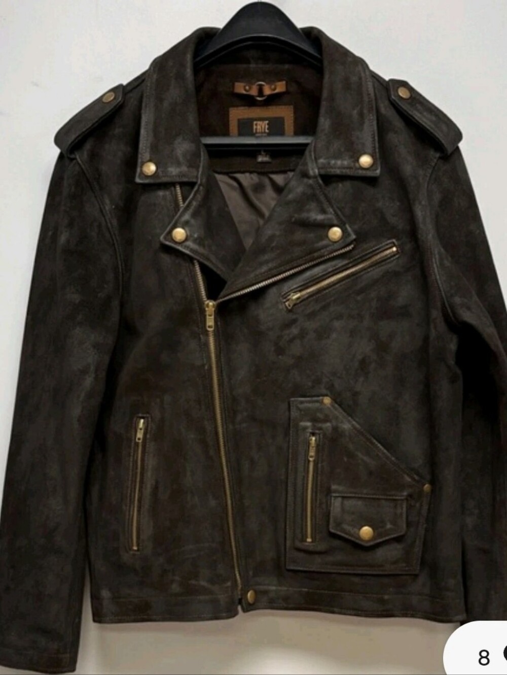 FRYE Men’s Dark Brown Suede Motorcycle Jacket